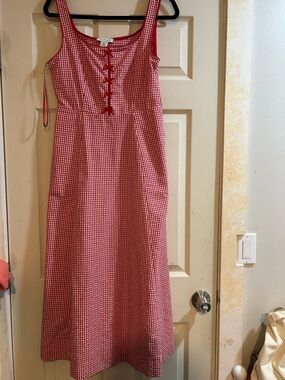 Rachel Zoe Red Gingham Midi Dress